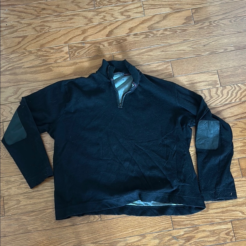 John Varvatos Black Sweater with Elbow Patches